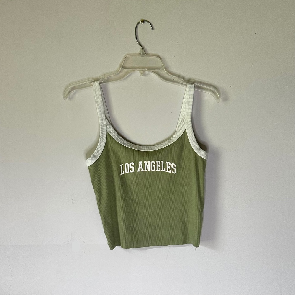 Green “Los Angeles graphic font” tank top from FOREVER21